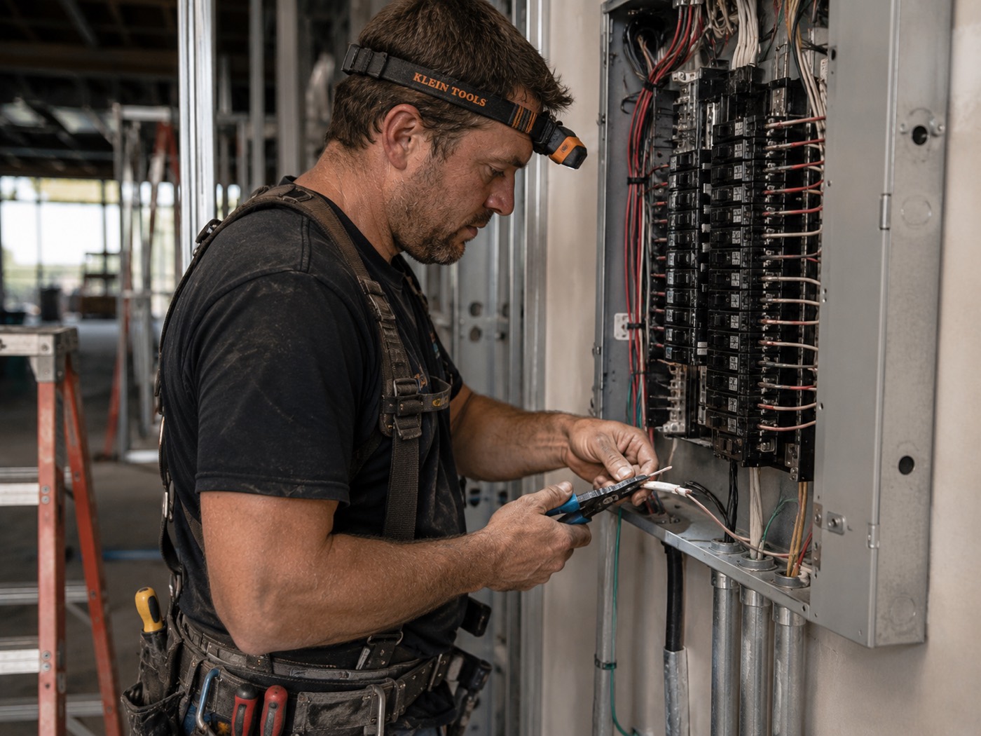 Electrical professional on the job