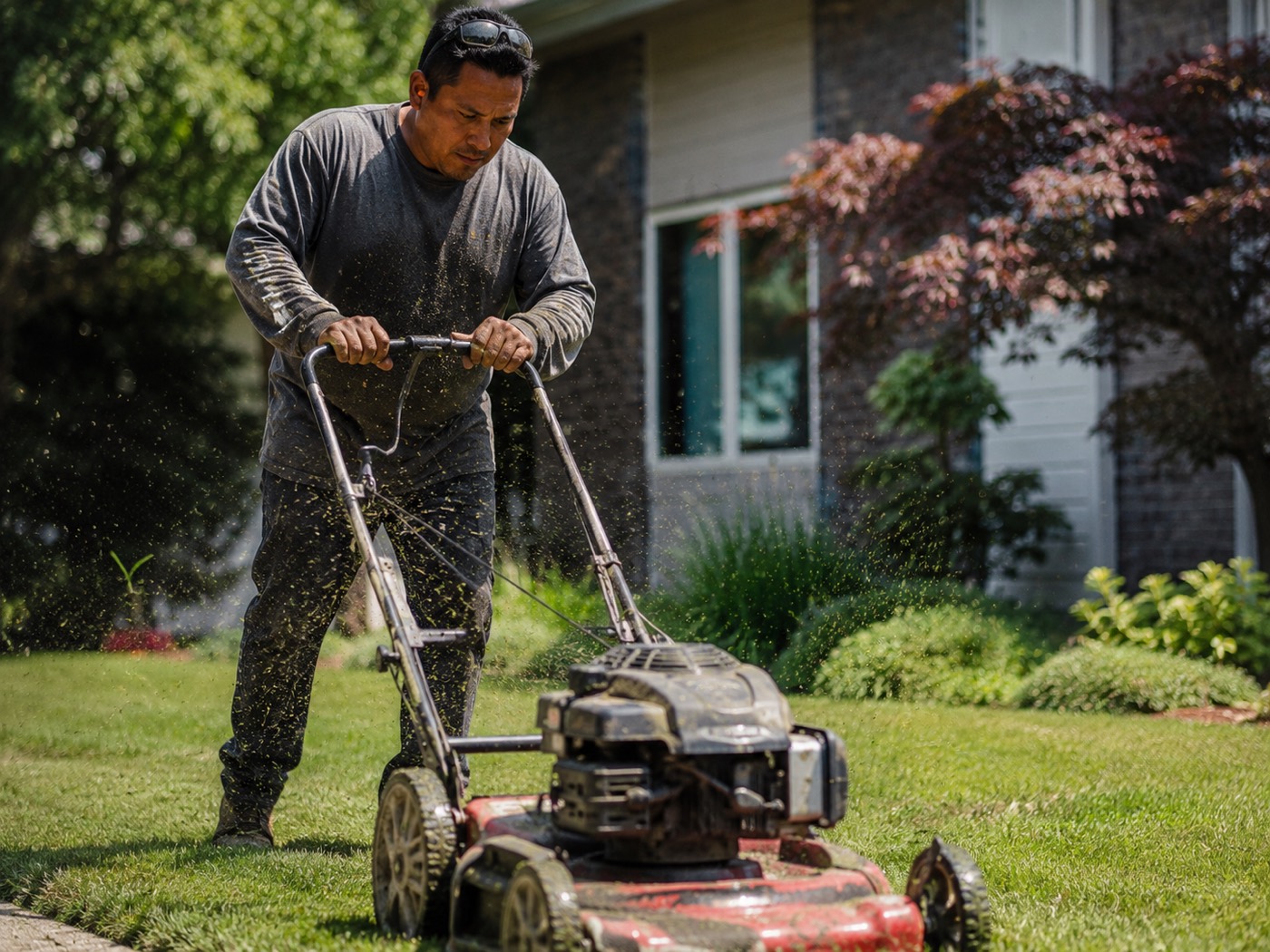 Lawn Care professional on the job