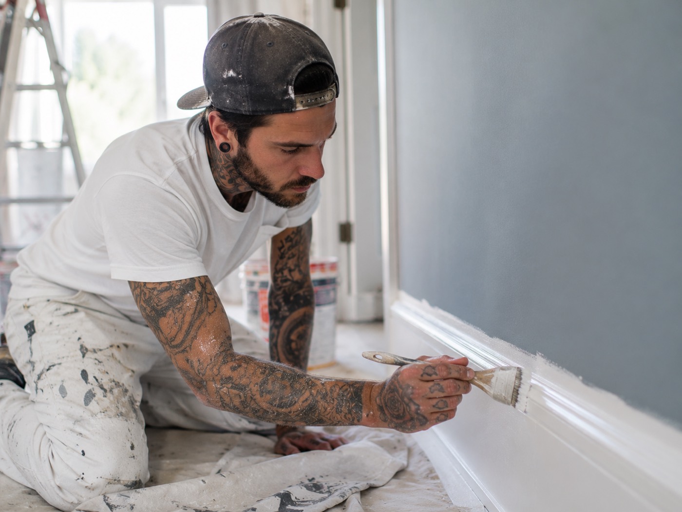 Painting professional on the job